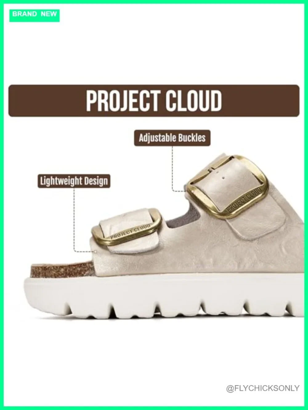 Genuine Leather Slide Sandals with Cork Footbed Platform